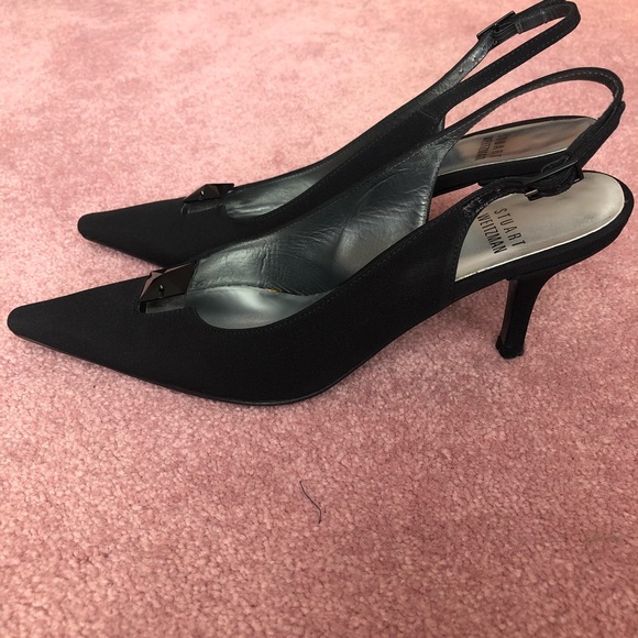 Stuart Weitzman Black Fabric Slingback - Picture 1 of 3